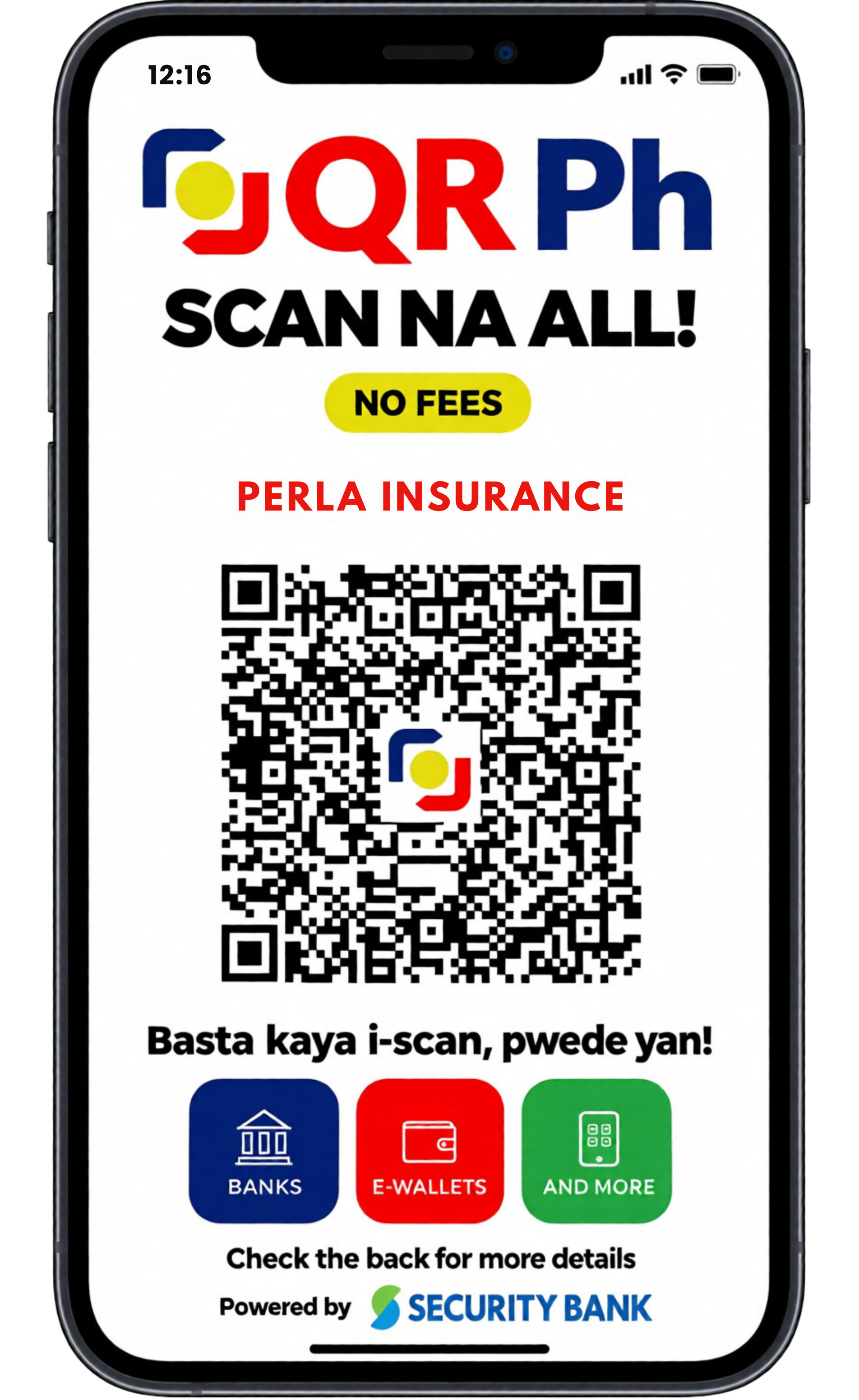 Official QR Ph payment QR code for Perla Insurance