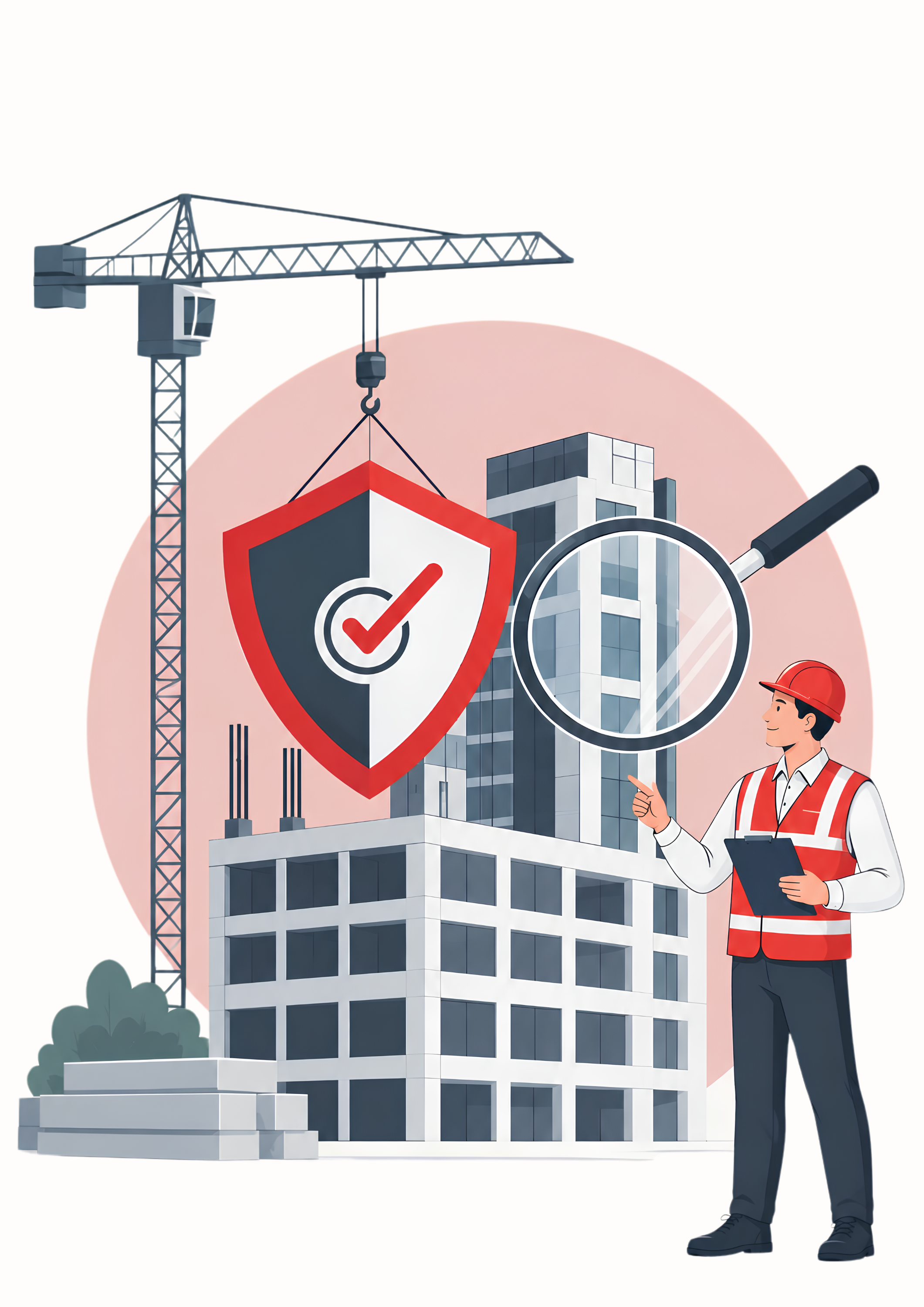 Construction site protected by an engineering insurance shield