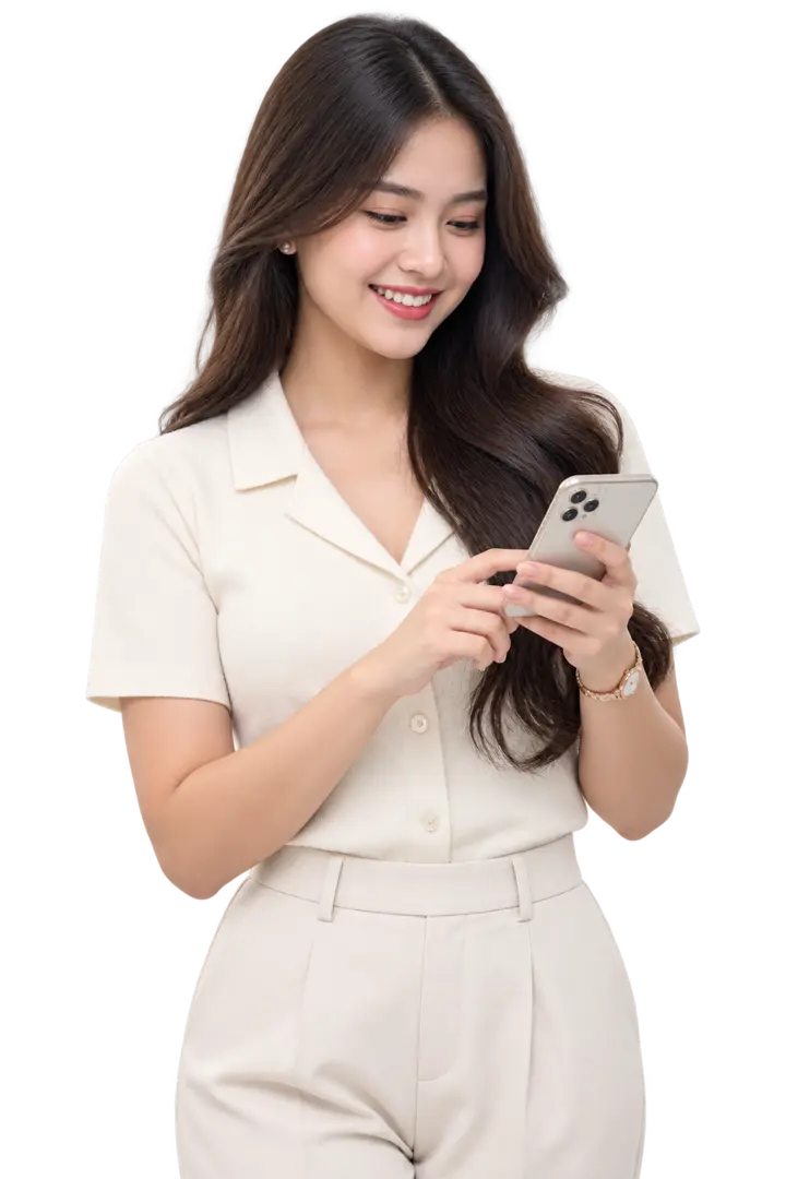 Customer using a mobile phone